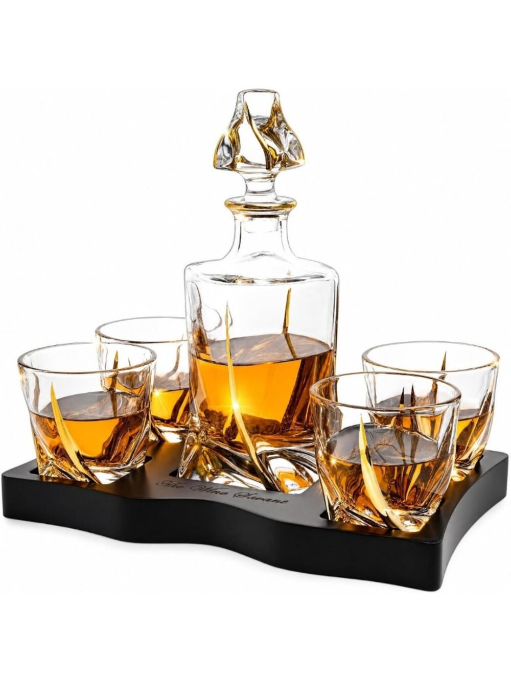 Elegant Japanese Crystal Whisky Decanter Set with 4 Tumbler Glasses - Lead-Free